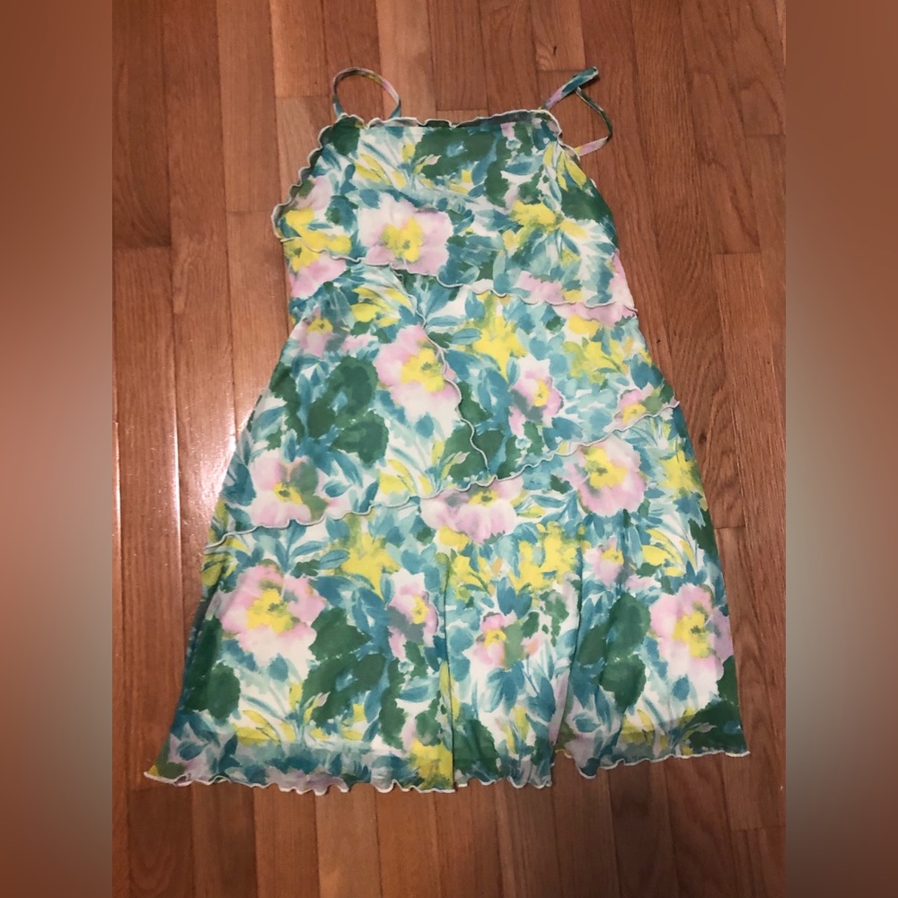 green floral patchwork dress